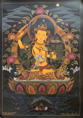 Manjushri Thangka on Dark Canvas 55x40cm NTH59