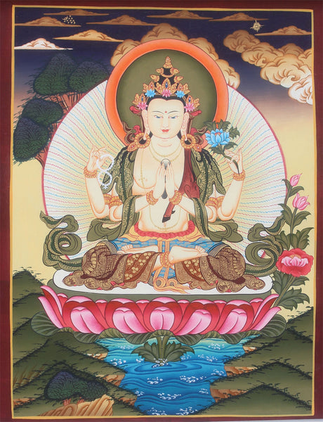 Four Armed Chenrezig Buddhist Thangka